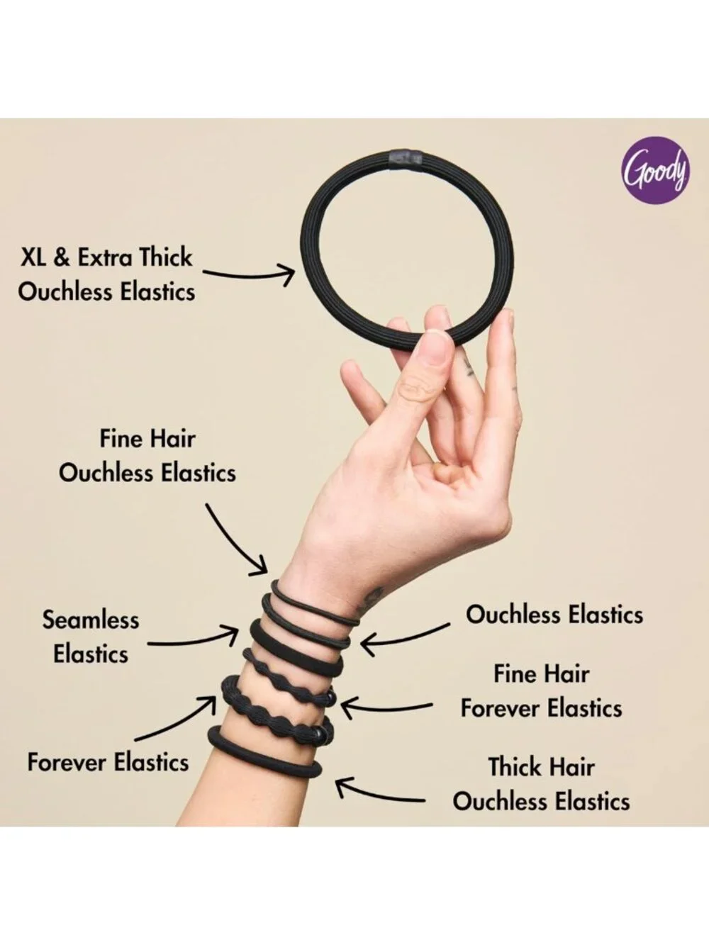 Pain-Free Elastic Hair Ties, 30 Ct, Brown Rubber Bands, No-Snag Ouchless Hold